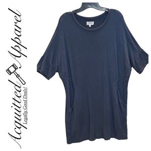 Lou & Grey Dark Gray T-Shirt Style Dress With Pockets Size L